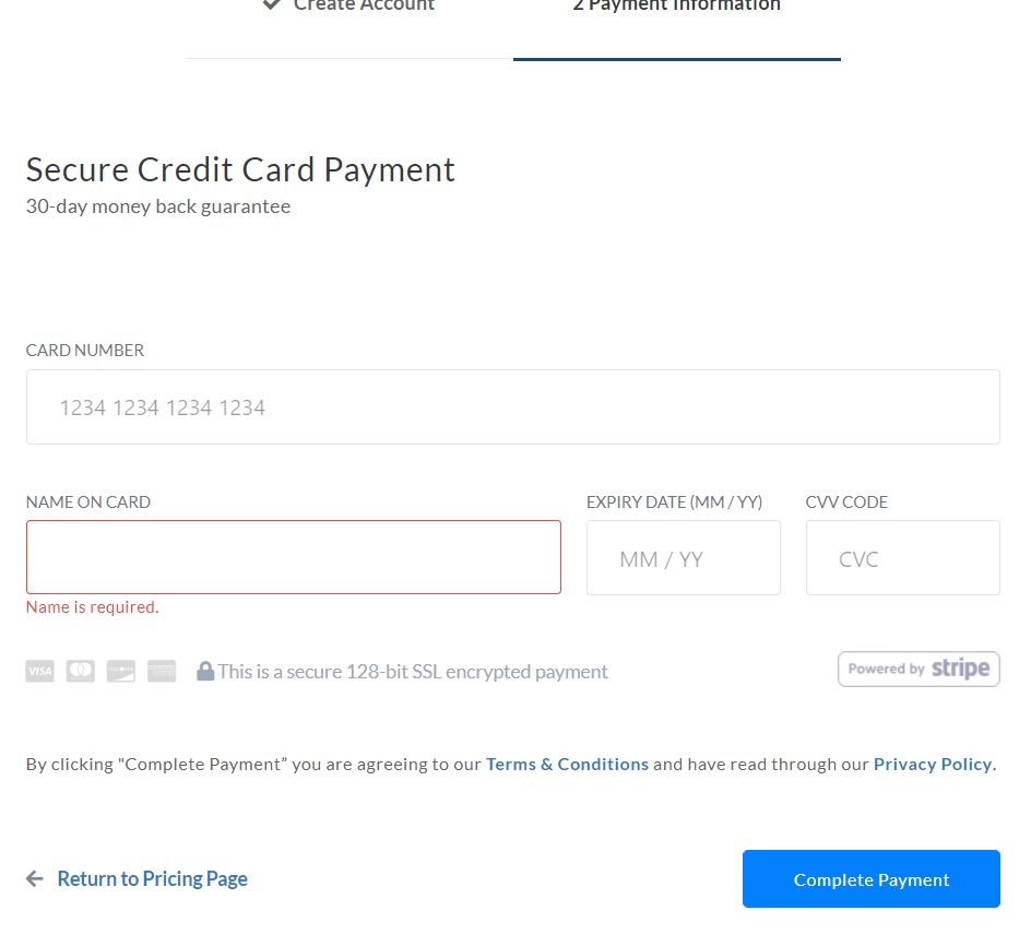Complete The Payment Complete The Payment