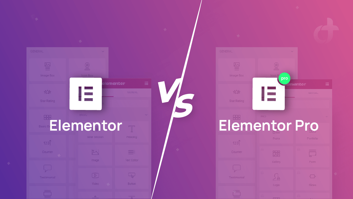 Elementor Free VS Elementor Pro