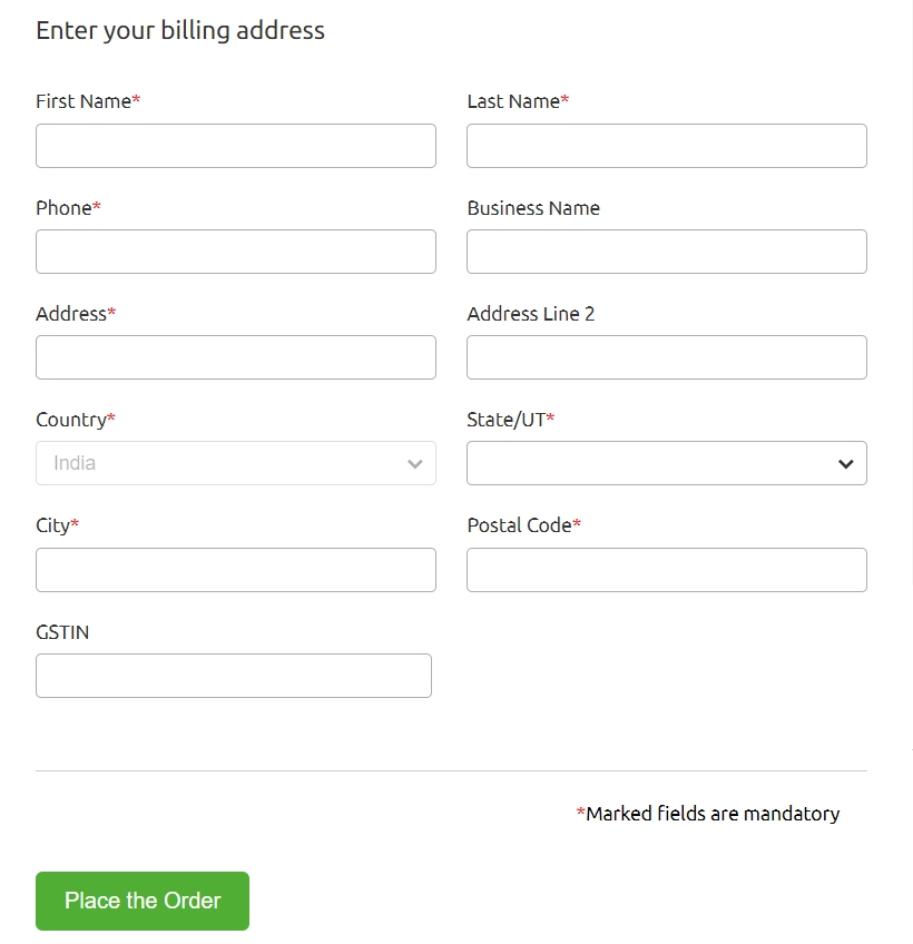 Enter Your Billing Address Enter Your Billing Address