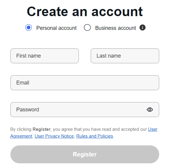 Create Account Create Account