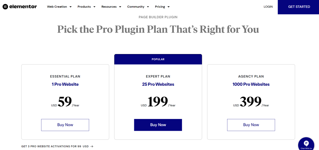 Elementor Pricing Plan Elementor Pricing Plan
