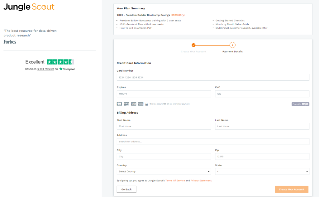 Jungle Scout - Payment Details